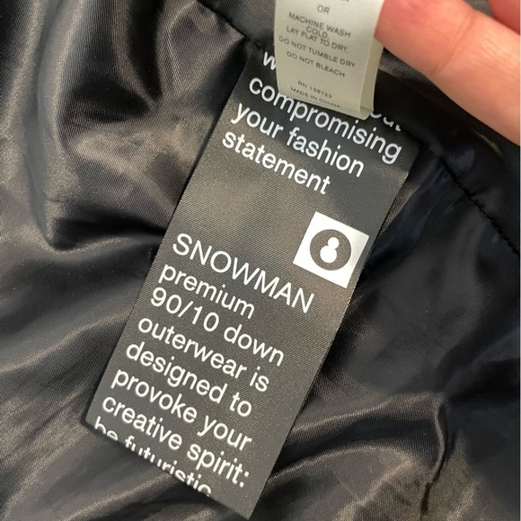 Nwt SNOWMAN NY Puffer Jacket Down Fill Faux Fur Black Long Coat Sz Medium - Picture 12 of 16